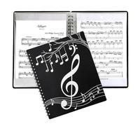 Music Binder - Sheet Holder Folder, Spiral Bound, Top Loading Clear Sleeves, Large Capacity Display, Office Stationery Category, Forty Pocket Black Album for Piano Scores and Art Sketches