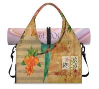 Music Bird Postage Sports Duffel Bag for Women Men Bird Rose Weekend Overnight Bag with Shoe Compartment Shoulder Tote Luggage Bag for Yoga Gym Travel