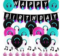 Music Birthday Decoration, Doyomtoy Balloons, Music Notes, Happy Birthday Party Decoration, Cupcake Topper, Balloon Music Birthday for Music Lovers Party, Pack of 29