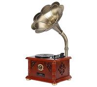 Music Box Bluetooth Phonograph Record Player,Portable Version Gramophone Vintage Retro Style Subwoofer Speakerw/Aux-in,CD,FM/AM Radio,45 RPM Adaptor, Vinyl Record Player Small Speaker kxtmm