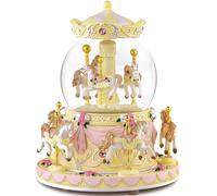 Music Box Carousel Horse Snow Globe with Color Light, Carousel Musical for Christmas Anniversary Birthday Gift for Girls Daughter Women Mom Granddaughter Play You are My Sunshine