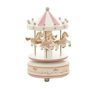 - Music Box - Pink Natural Wood Material, Rotating Mechanical Winding Art, Classic Clockwork Horse Figure, Decorative Nursery Table Decoration Ornament | Artistic Gift For