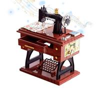Music Box Sewing Machine, Vintage Musical Ornament with Hand Crank, Mat Sewing Machine Ornament | For Gathering, Wedding, Party, Home Office, Office, Workshop, Studio,