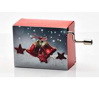 Music box with the popular Christmas song "Kling Bell" (crank mechanism, mini rotating horn, music box, music box) beautiful gift in artfully printed cardboard with printed song strophes