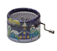 Music box with the world-famous Christmas song, Silent Night (crankmechanism, mini rotating gel, music box), beautiful gift with visible roller and printed song stroph