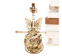 Music Box Wooden Violin Music Box Craft Set with Butterfly Wings for Children Girls