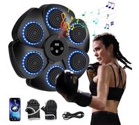 Music Boxing Machine, 2024 New Bluetooth Boxing Machine Wall Mounted with Boxing Gloves, 9 Speed Modes and Counting Mode, Music Boxing Machine for Adults and Children Exercise (Black+Gloves)