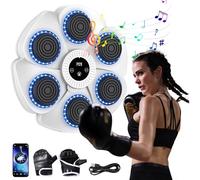 Music Boxing Machine, 2024 New Bluetooth Boxing Machine Wall Mounted with Boxing Gloves, 9 Speed Modes and Counting Mode, Music Boxing Machine for Adults and Children Exercise (White+Gloves)