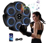 Music Boxing Machine, 2024 New Smart Bluetooth Musical Boxing Machine with Boxing Gloves, Wall-Mounted Boxing Machine, 9 Speed Modes and Counting Mode for Adults Children Exercise (Black+NO Gloves)