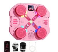 Music Boxing Machine, 3 Game Modes with Score Display, Smart Bluetooth Wall Boxing Game with Gloves, Adjustable Speed & Volume, Boxings Games for Kids Adults Home (Pink, 4 Targets)