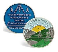 Music boxing machine 7 Month Sobriety Coin AA Chips and Medallions Seven Month Sobriety Chip Sobriety Gifts for Men Women Alcoholics Anonymous Gifts Addiction Recovery Gift