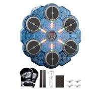 Music Boxing Machine, 9-Speed Wall Punching Pad, Boxing Training Equipment with Light for Adults and Boys, Wall Mounted Interactive Boxing Trainer for Home, Office, Gym (Blue)