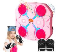 Music Boxing Machine, Bluetooth Smart Music Punching Machine Wall Mounted with Boxing Gloves, 3 Adjustable Modes with LED Light Equipment Target for Adults and Children Safe Exercise, Pink