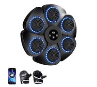 Music Boxing Machine for Adults Kids, Bluetooth Wall-Mounted Punching Machine, 9 Speeds Modes & LED, Smart Musical Boxing Machine, for Home Use Exercise Indoor and Gym (black + gloves)