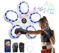 Music Boxing Machine for Kids, 2025 New Musical Boxing Machine with Boxing Gloves, Bluetooth Connection, 9 Speeds and 9 Modes, Count Display, Wall Mounted Smart Boxing Machine for 6-12 Years (White)