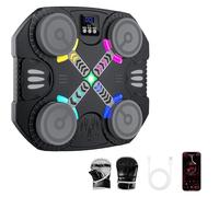 Music Boxing Machine for Kids, Bluetooth Musicial Boxing Machine with Gloves, 2 Modes & 5 Speeds, Intelligent Counting, Wall Mounted Music Punch Machines for 6-12 Year Old (Black A)