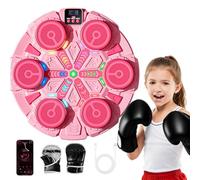 Music Boxing Machine for Kids, Bluetooth Wall Mounted Punching Pad with Gloves, Score Display & Rhythm Lights, Smart Boxing Equipment Training Pad, Sport Toys Gifts for Boys Girls (Pink)