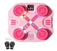 Music Boxing Machine for Kids,Smart Boxing Equipment,USB Rechargeable,Wall-Mounted Bluetooth Punch Pad with Gloves,Sport Toy Gifts for 3 4 5 6 7 8 9 10 11 12 Year Old (4-target pink)