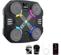 Music Boxing Machine Kids, Bluetooth Smart Music Boxing Machine with Boxings Gloves, LED Boxing-Machine Wall Mounted, 5-Level Speed & Rechargeable, for Children Home Exercises (Black, 4 Targets)