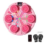 Music Boxing Machine Kids, Bluetooth Smart Music Boxing Machine with Boxings Gloves, LED Boxing-Machine Wall Mounted, 5-Level Speed & Rechargeable, for Children Home Exercises (Pink, 6 Targets)
