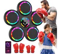 Music Boxing Machine, Musical Boxing Machine with LED Lights, 2 Pairs Boxing Gloves, 9 Speeds & Modes, Support Bluetooth, Automatic Counting, Wall Mounted, Smart Music Punch Machine for Adults Kids
