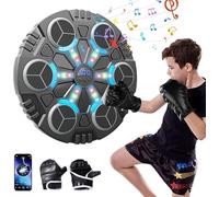Music Boxing Machine, Musical Boxing Machines with LED Lights, 1 Pairs Boxings Gloves, 3 Speeds & Modes, Support Bluetooth, Wall Mounted, Smart Music Punch Machines for Adults Kids (Black B)