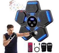 Music Boxing Machine,Smart Bluetooth Music Boxing Machine with Gloves,5 Speed Mode and Counting Musical Boxing Machine,LED Wall Mounted Boxing Training Equipment USB Charging for Kid Adult Exercise