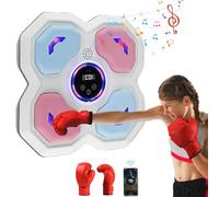 Music Boxing Machine, Smart Bluetooth Musical Boxing Machine, Boxing Machine Wall Mounted, with Boxing Gloves, LED Light & Adjustable Speed, Wall Target Electronic Training Devices for Kids (White)
