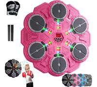Music Boxing Machine,Smart Bluetooth Wall Mounted Punching Pad with Gloves,Rhythm Lights,Intelligent Counting,2 Modes & 5 Speeds,Home Gym Equipment Xmas Sport Gifts for Kids & Adults (6-target pink)