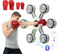 Music Boxing Machine, Smart Music Boxing Machine with Bluetooth, Home Wall-Mounted Training Gear, w/Parent-Child Boxing Gloves, for Kids and Adults,White