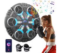 Music Boxing Machine, Smart Music Boxing Machine with Boxing Gloves, Bluetooth, 3 Adjustable Speed, LED Light Electronic Boxing Machine for Kids (A)