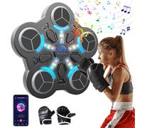 Music Boxing Machine, Smart Music Boxing Machine with Boxing Gloves, Bluetooth, 3 Adjustable Speed, LED Light Electronic Boxing Machine for Kids (B)