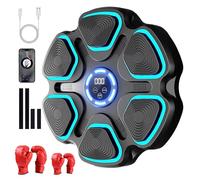 Music Boxing Machine, Smart Musical Boxing Machine with Boxing Gloves, LED Color Light, Bluetooth, 9 Speeds, Automatic Counting, Wall-mounted Boxing Machine for Home Exercise (Adult+Children's Gloves)