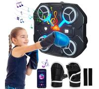 Music Boxing Machine, Smart Wall Mounted Punching Machine with Half Finger Gloves & Bluetooth Connection, USB Charging One Punch Boxing Game Boxing Target Training Equipment for Kids (Black)