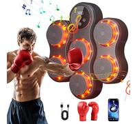 Music Boxing Machine UK for Adult,Music Punch Machine with Gloves,9 Speed and 5 Volume,Intelligent Counting,LED Lighting Effect,Unique Shape,Gift for Boys (Red parent-child gloves set)