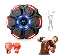Music Boxing Machine with 6 Targets, Bluetooth Punching Machine with Music, Wall-Mounted Punching Pad with 9 Speeds & 9 Modes, Smart Punch Workout Equipment at Home Gym(Black)