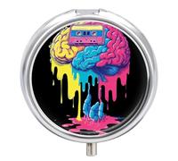 Music Brain Cassette Tape Small Pill Box Case 3 Compartment 2"