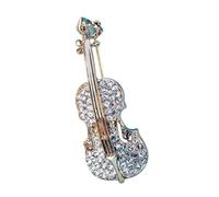 Music Brooch Pins Creative Microphone Guitar Violin Saxophone Piano Flute Lapel Pin Cute Instruments Brooch for Women Men, Metal Rhinestone, no gemstone