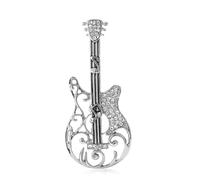 Music Brooch Pins Creative Microphone Guitar Violin Saxophone Piano Flute Lapel Pin Cute Instruments Brooch for Women Men, Metal Rhinestone, no gemstone