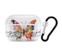 Music Butterfly AirPod Pro Case, Anti Scratch Hard PC Cover with Keychain, AirPod Pro 2nd/1st Case Accessories for Women Men, White-Style
