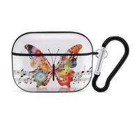 Music Butterfly AirPods Pro Protective Case Cute Earphone Protective Covers with Keychain Ring - Compatible with AirPod Pro 2nd / 1st Generation