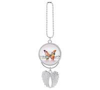 Music Butterfly Car Hanging Pendant, Zinc Alloy Rearview Mirror Charms - Relieve Visual Fatigue, Vintage Keychain Pendant, Lucky Car Interior Hanging Decoration, Silver-Style