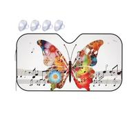 Music Butterfly Car Windshield Sun Shade Foldable Car Front Window Sunshade for Sun, Heat and UV Rays, Auto Sun Blocker Visor Protector for Cars, SUVs Medium