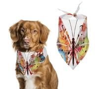 Music Butterfly Dog Bandanas for Feeding Grooming, Triangle Pet Bibs Washable Pets Scarf for Cats & Dogs