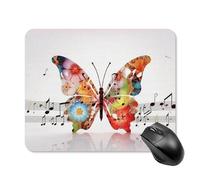 Music Butterfly Mouse Pad Non-Slip & Waterproof Mousepad for Desk, Ultra Thin Rectangle Mouse Mat for Office, Gaming, 20 * 25cm