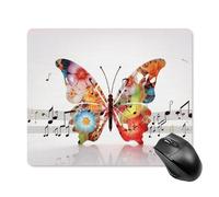 Music Butterfly Mouse Pad Non-Slip & Waterproof Mousepad for Desk, Ultra Thin Rectangle Mouse Mat for Office, Gaming, 18 * 22cm