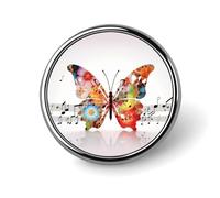 Music Butterfly Round Badge for Men Women, Durable & Stylish Lapel Pins, Lightweight Metal Badges for Shirts, Jackets, Hats
