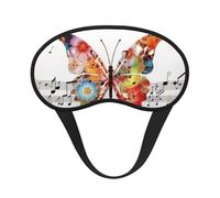 Music Butterfly Sleep Mask for Women Men Eye Mask for Sleeping Light Blocking Sleeping Mask with Elastic Strap Blindfold for Flight Nap Soft Breathable Travel Eye Cover for Side Sleeper