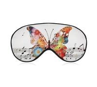 Music Butterfly Sleep Mask for Women Men, Soft Eye Mask with Adjustable Strap for Sleeping, Light Blocking Travel Blindfold for Nap Comfortable Eye Cover for Home Office