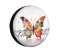 Music Butterfly Spare Tire Cover Waterproof Dustproof Car Wheel Protector Portable for RV SUV Truck Trailer Accessories 16 inch